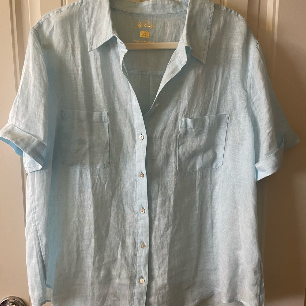 Lilly Pulitzer Lynnie Button Down Linen Top